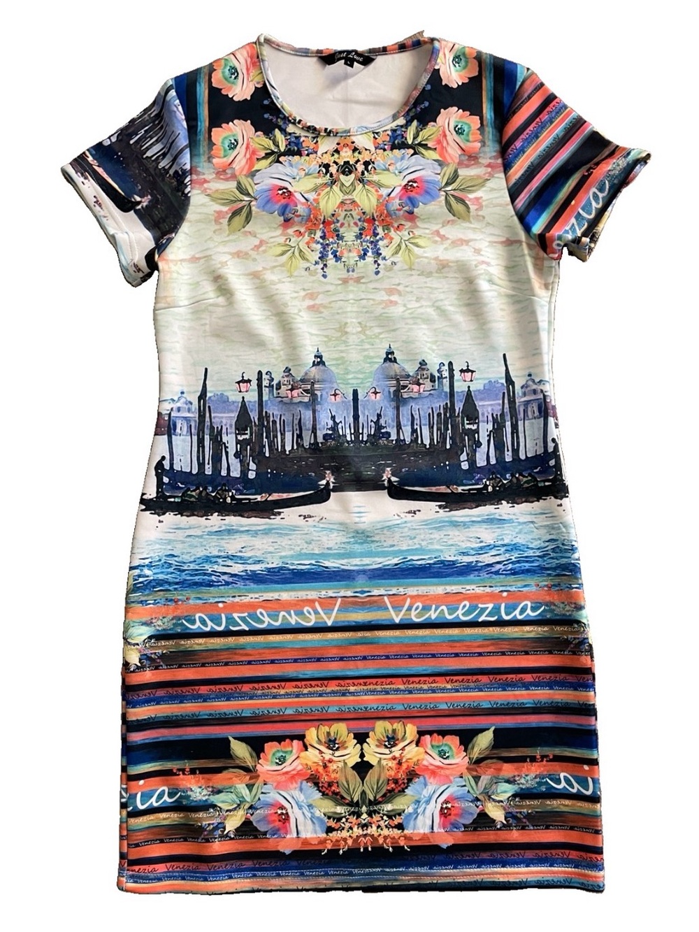 VENICE Italy Venezia Scenic Print DRESS Size Large